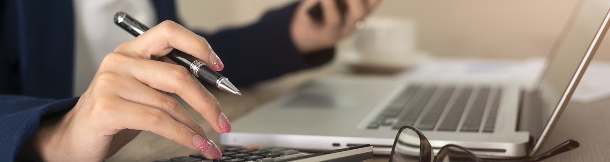 Close up of female accountant